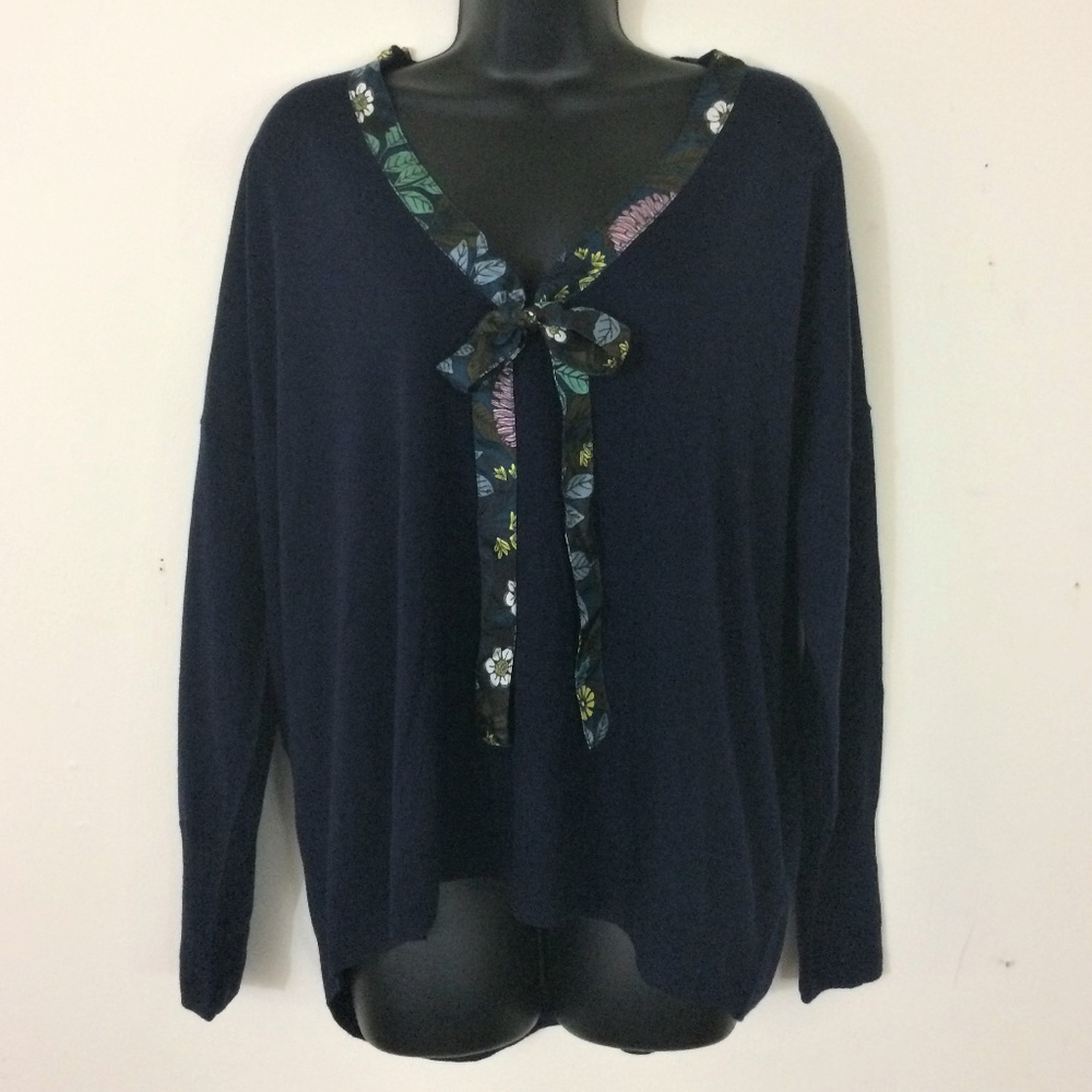 J.Crew X Abigail Borg Wool Tie-neck Sweater L - Picture 4 of 8